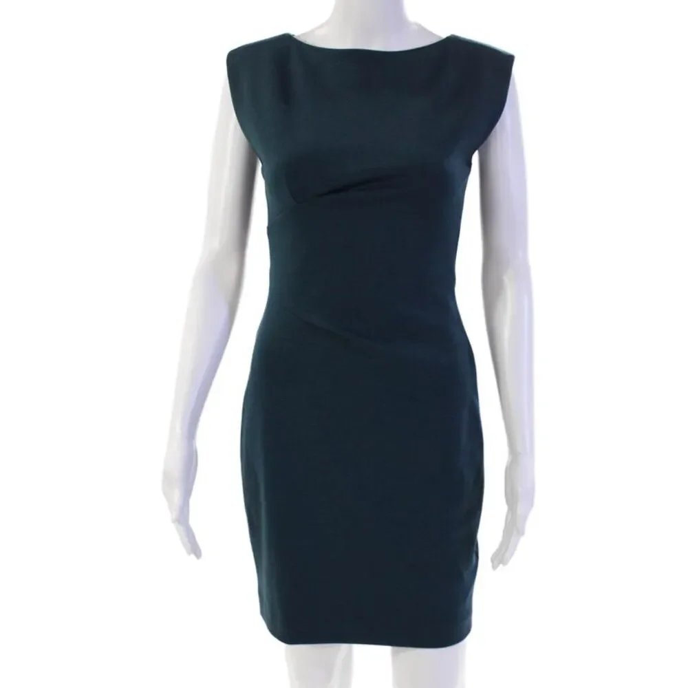 Rebecca Taylor Womens Back Zip Sleeveless Boat Neck Sheath Dress Blue Size 0